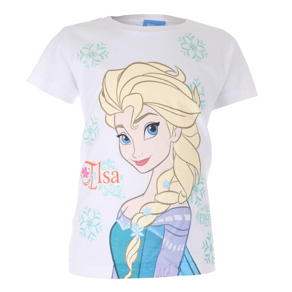 Elsa - - Frozen - Girls - T-shirt Disney Snowflake - CLEARANCE White