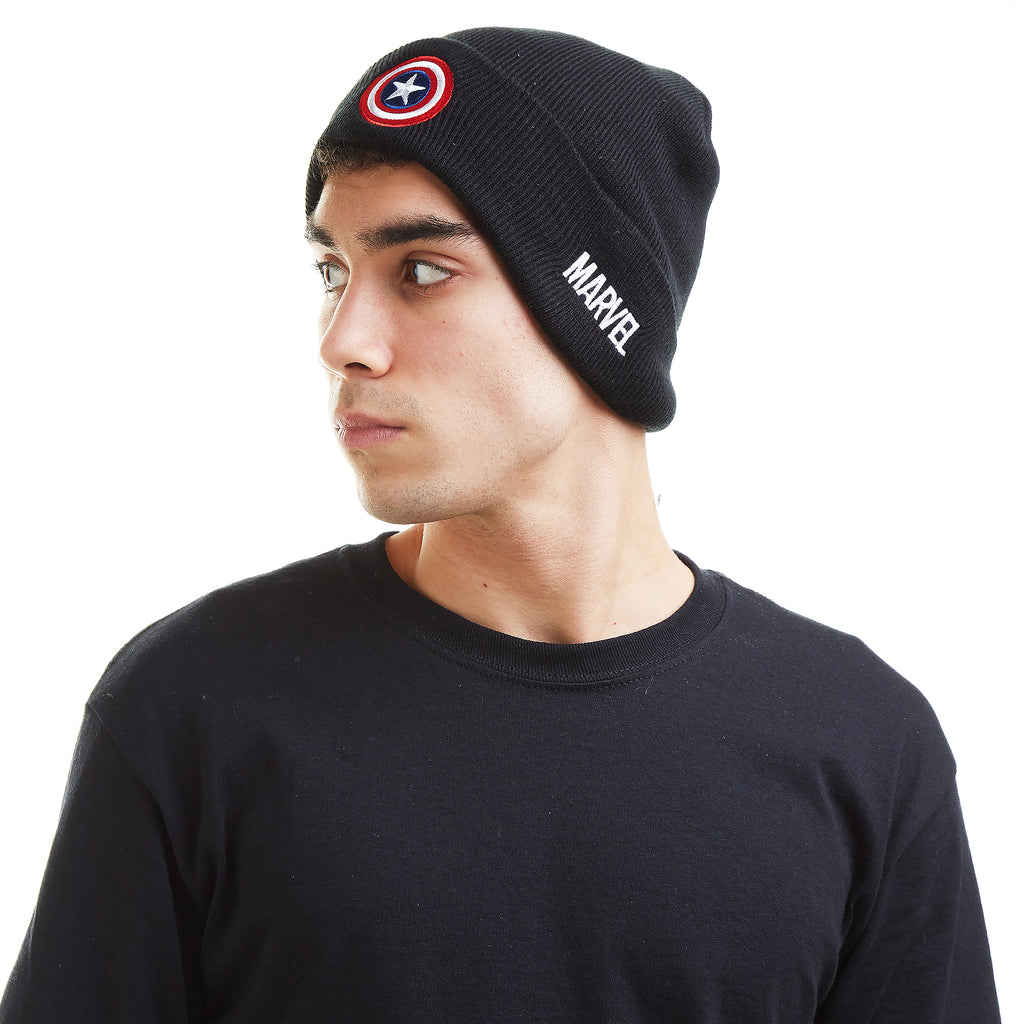 Marvel Mens - Captain America Shield - Beanie - Black