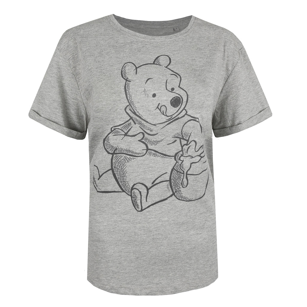 Disney Ladies - Winnie T-shirt Sports Sketch - the - Grey Pooh