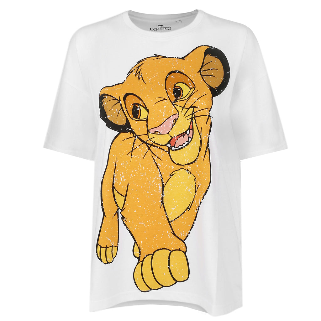 Disney Ladies - Simba Happy - Oversized T-Shirt - White
