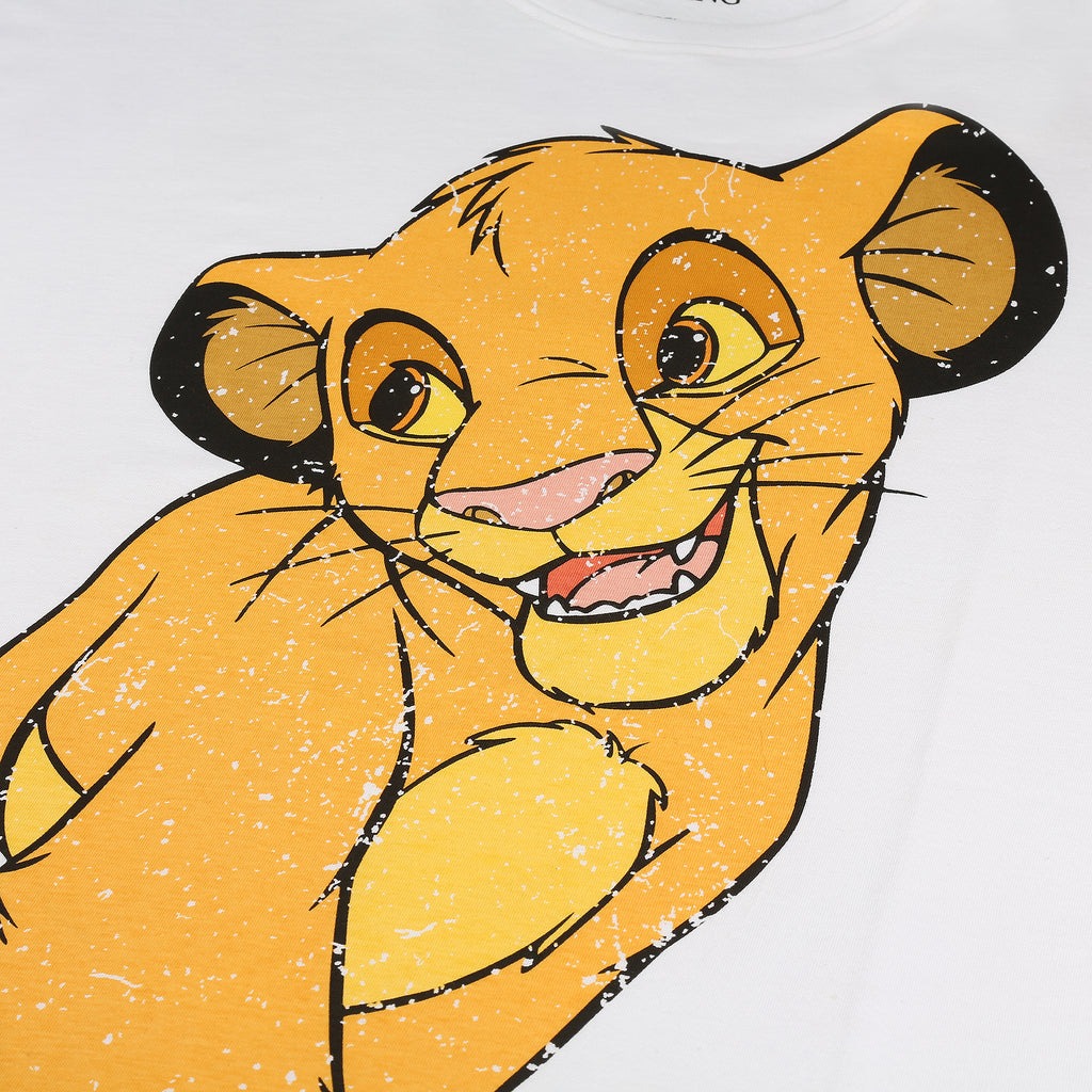 Disney Ladies - Simba Happy - Oversized T-Shirt - White