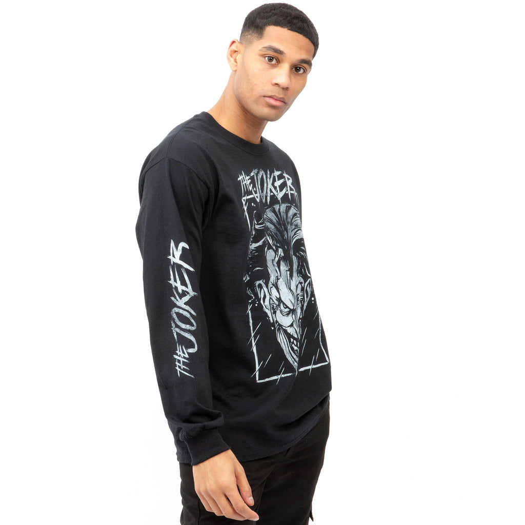DC Comics Mens - Joker Storm Logo - Long Sleeve T-shirt - Black