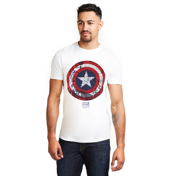 Marvel Mens - CA Comic Shield - T-shirt - White