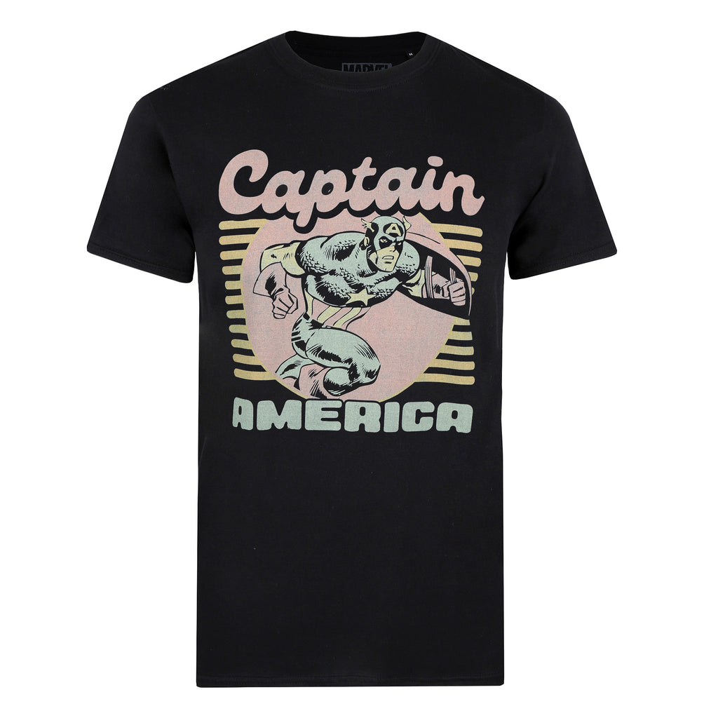 Marvel Mens - 70's Cap - T-shirt - Black