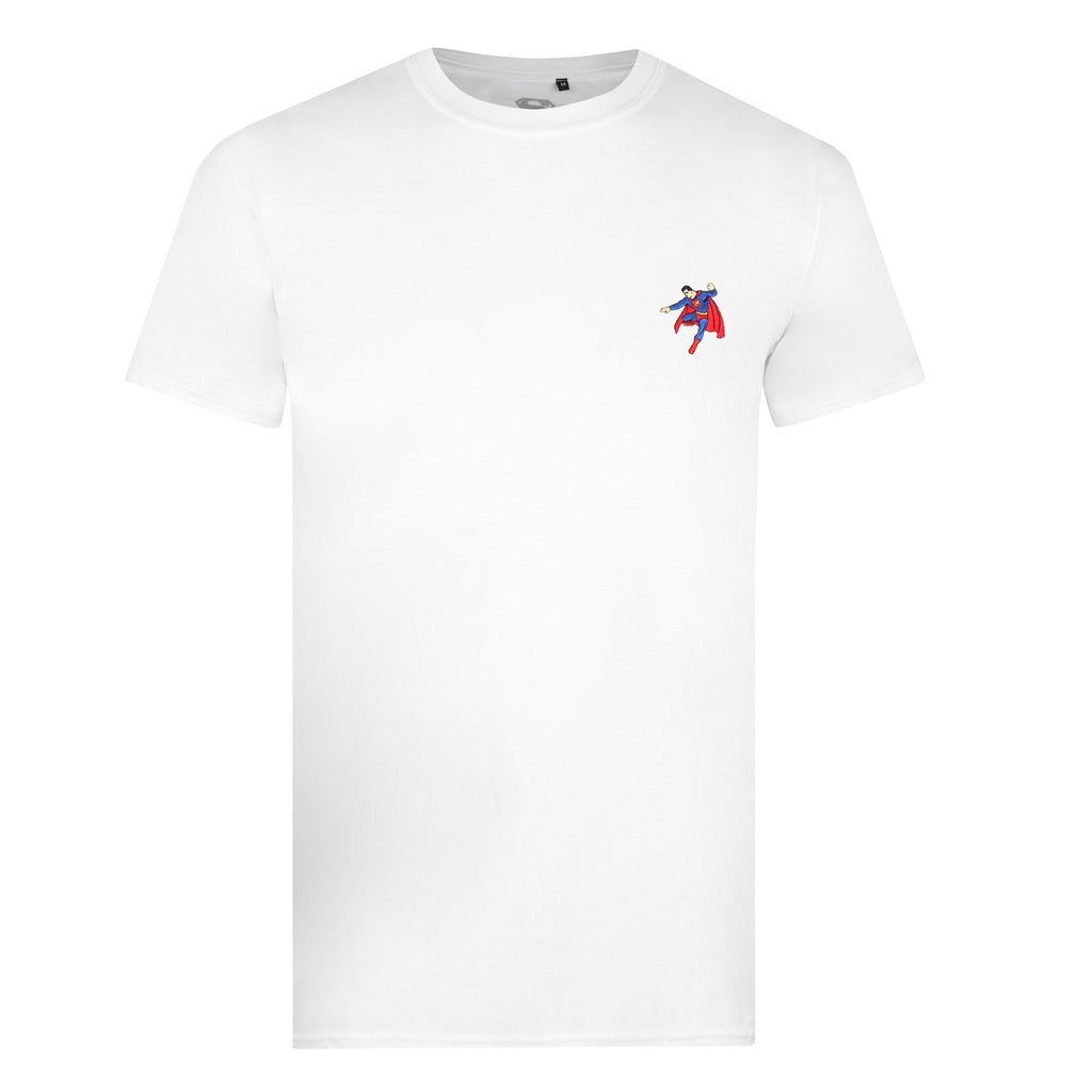 DC Comics Mens - White - Emb - Flight Superman T-shirt