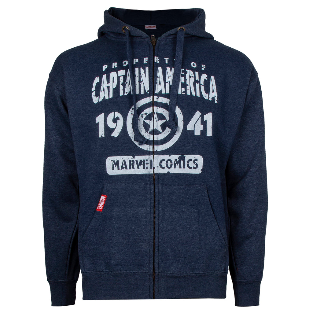 Marvel Mens - Property Of - Zipped Hoodie - Navy Heather