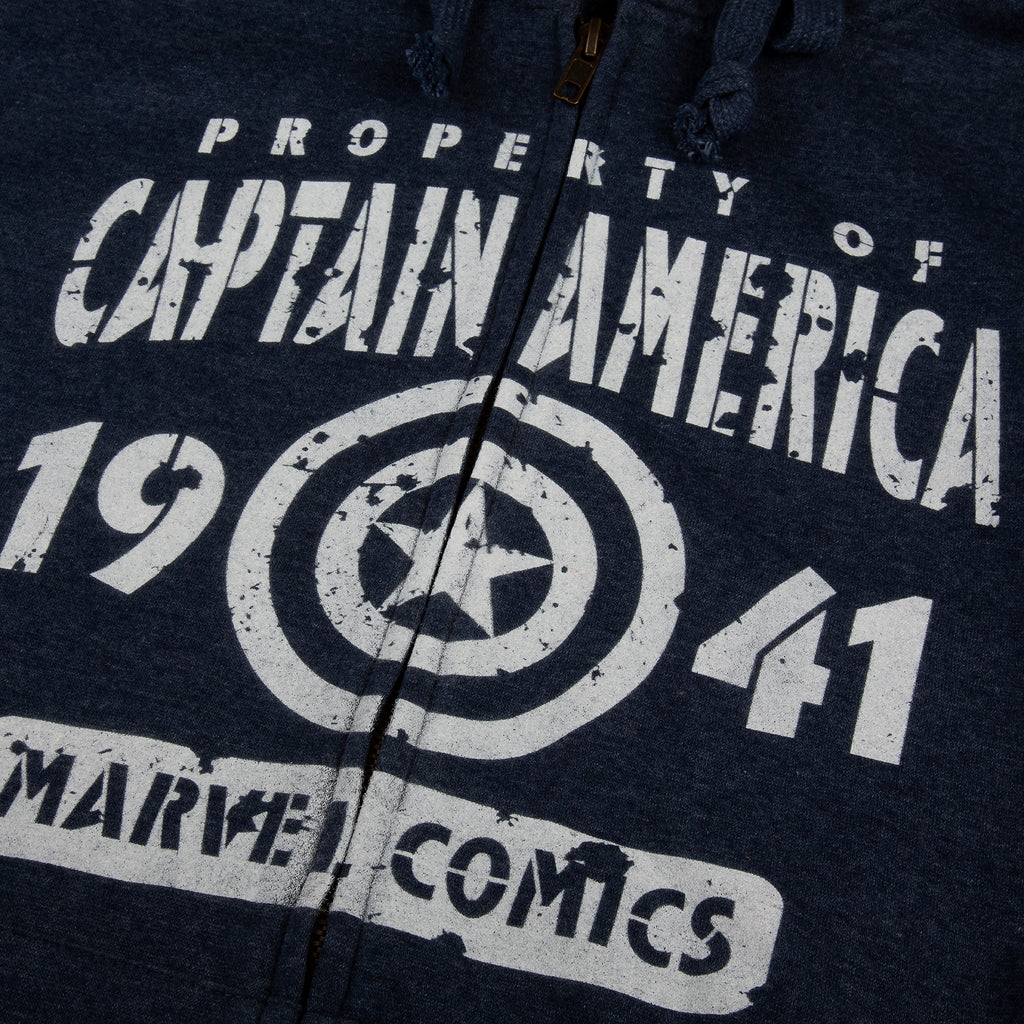Marvel Mens - Property Of - Zipped Hoodie - Navy Heather