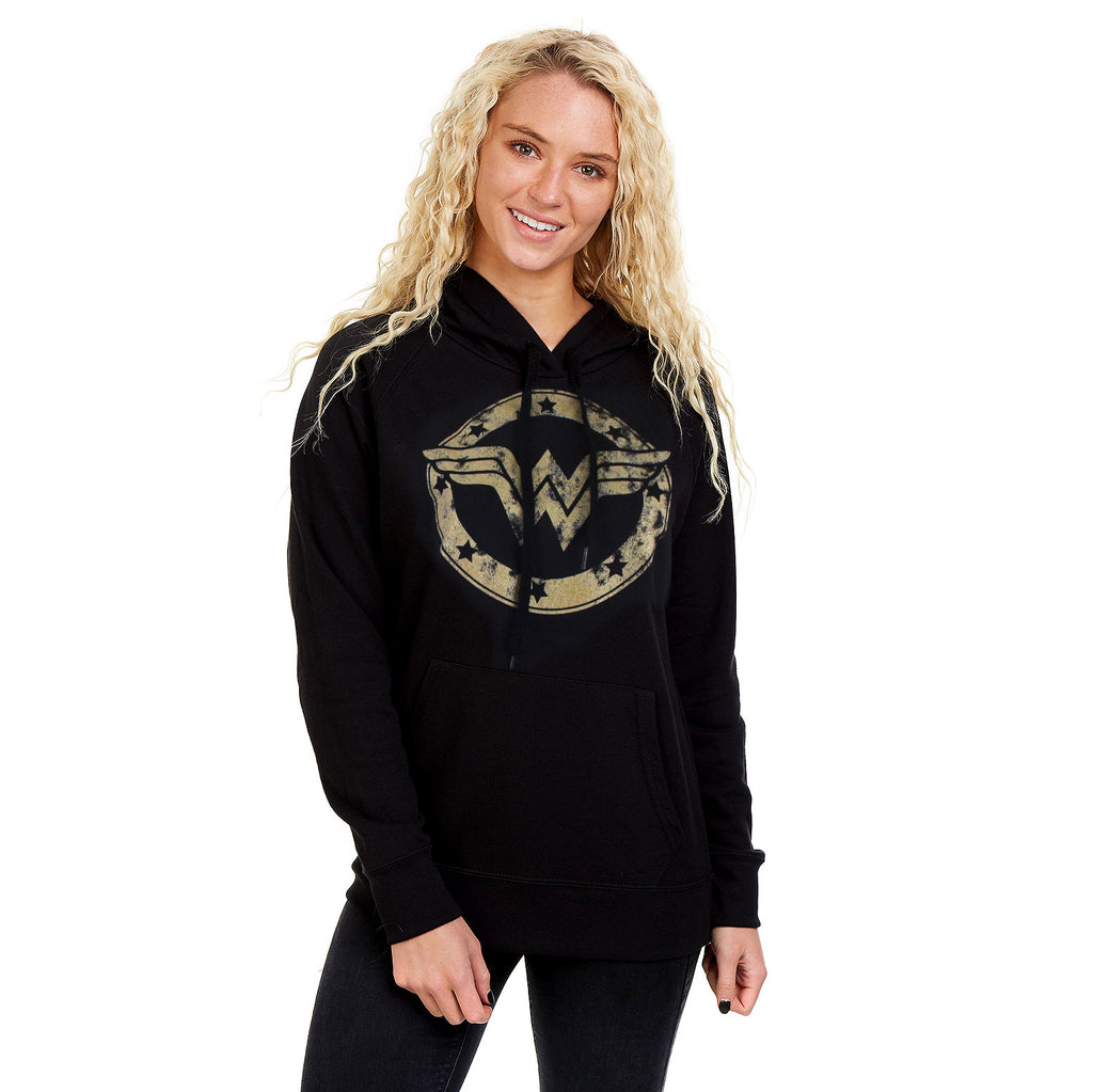 DC Comics Ladies - Wonder Woman Metallic - Pullover Hood - Black