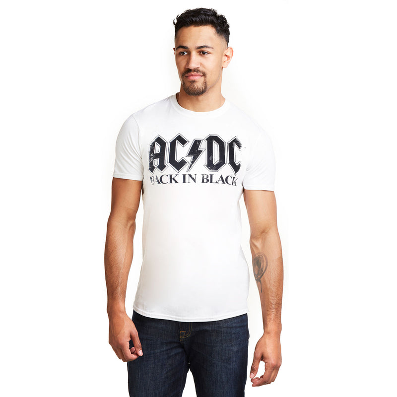 - Back White T-Shirt Mens Black AC/DC - - In