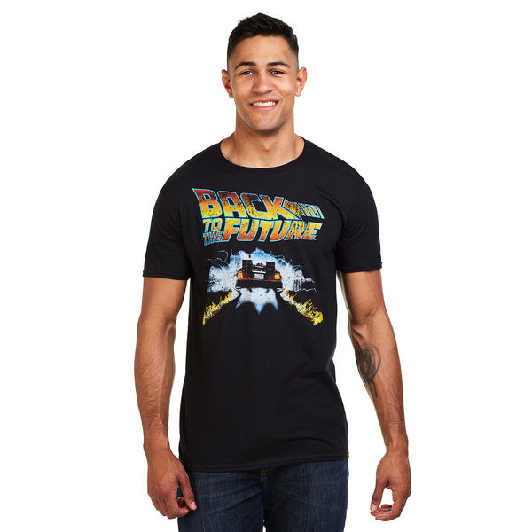 Back to the Future Mens - DELOREAN - T-Shirt - Black