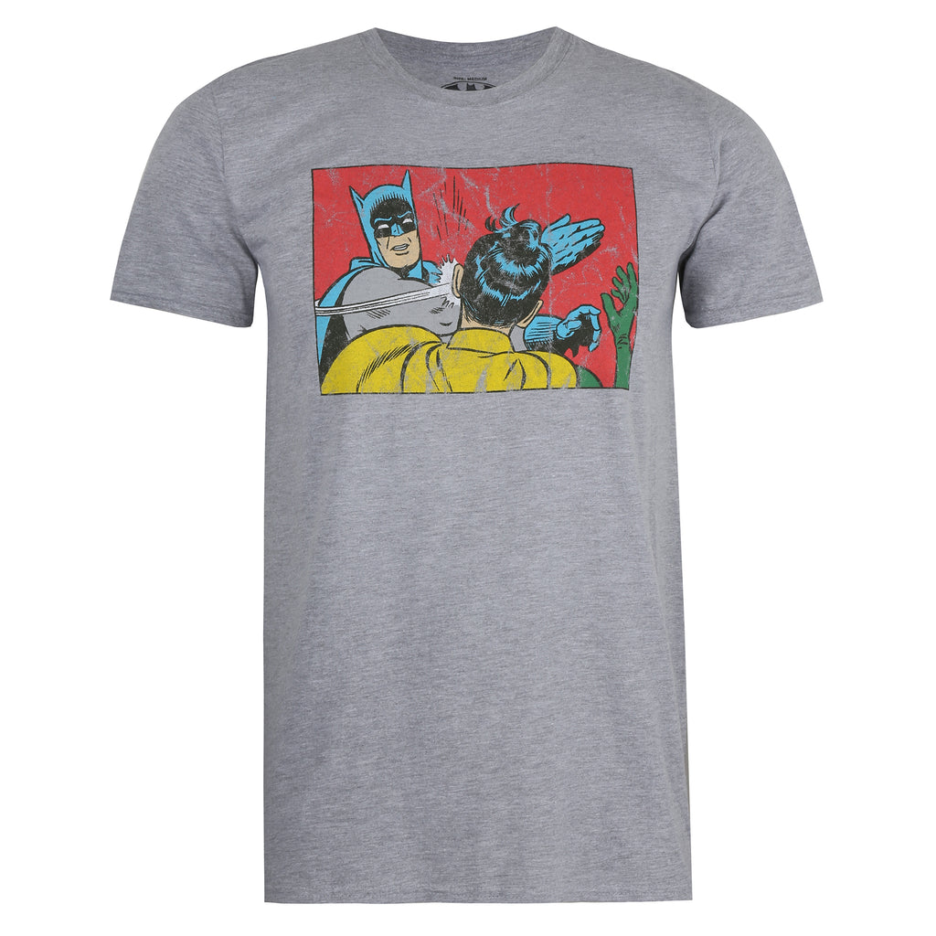 DC Comics Mens - Bat Slap - T-shirt - Grey Marl