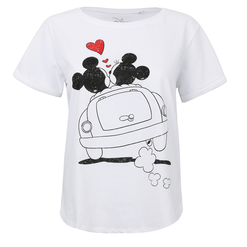 Disney Ladies - Mickey & Minnie Hearts - T-shirt - White