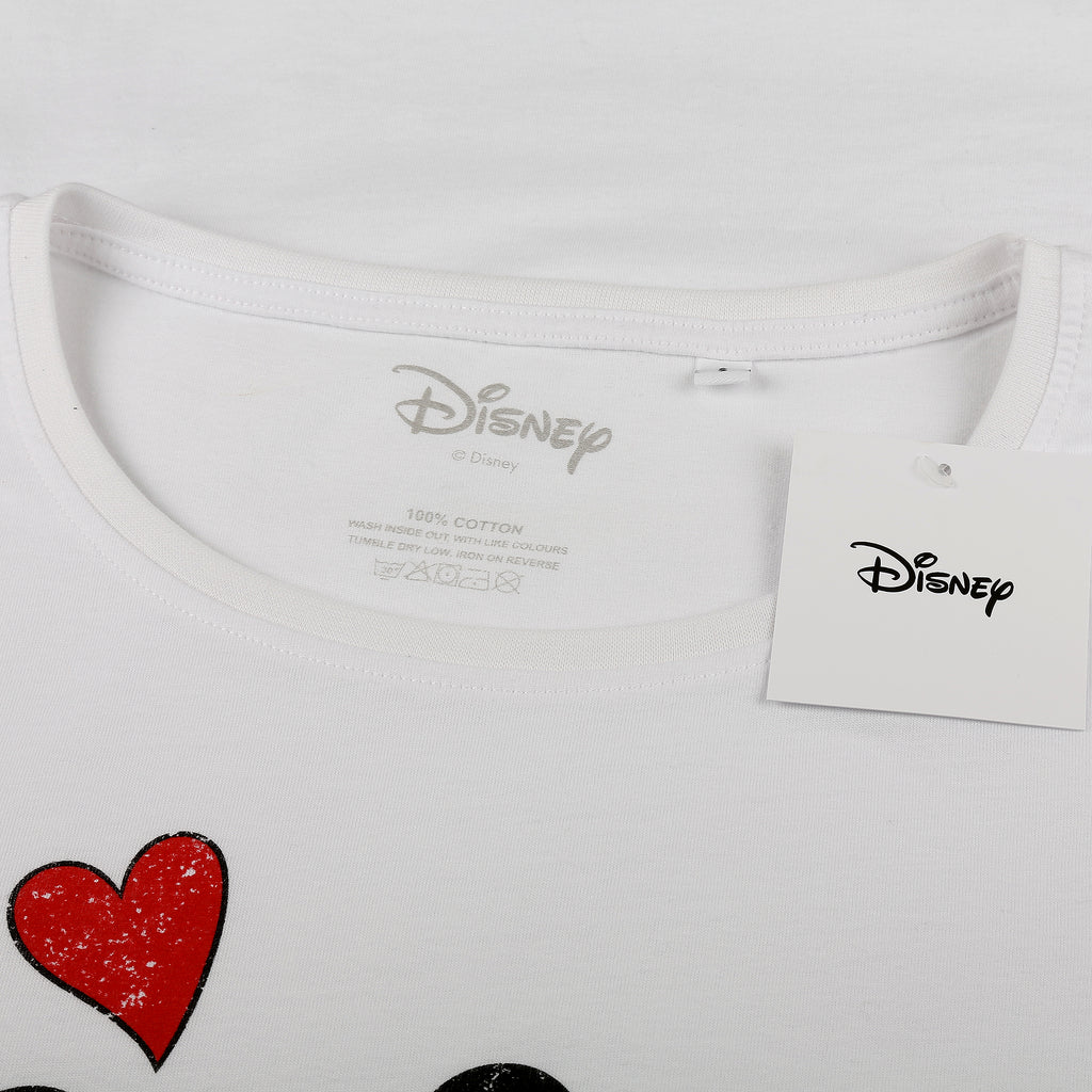 Disney Ladies - Mickey & Minnie Hearts - T-shirt - White