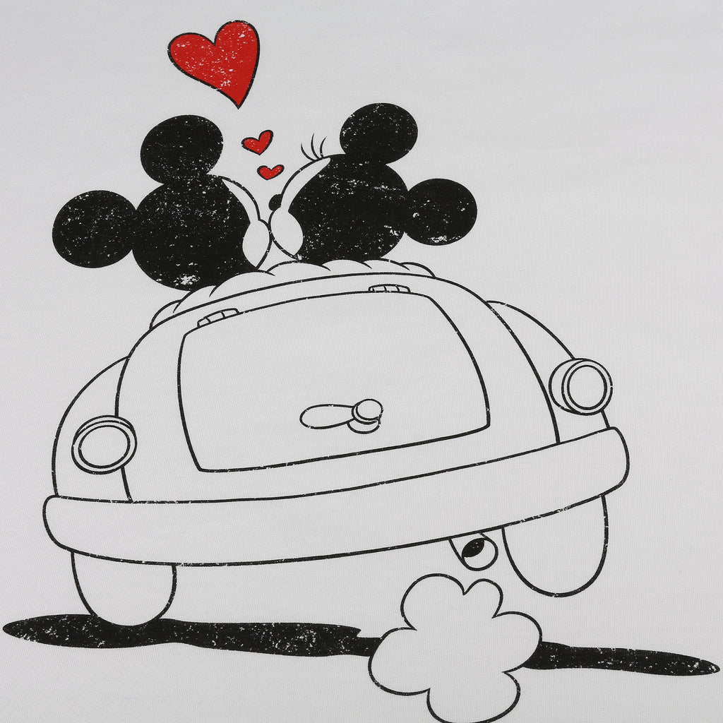 Disney Ladies - Mickey & Minnie Hearts - T-shirt - White