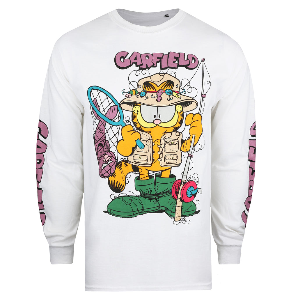 Garfield Mens - Garfield Angler - Long Sleeve T-shirt - White
