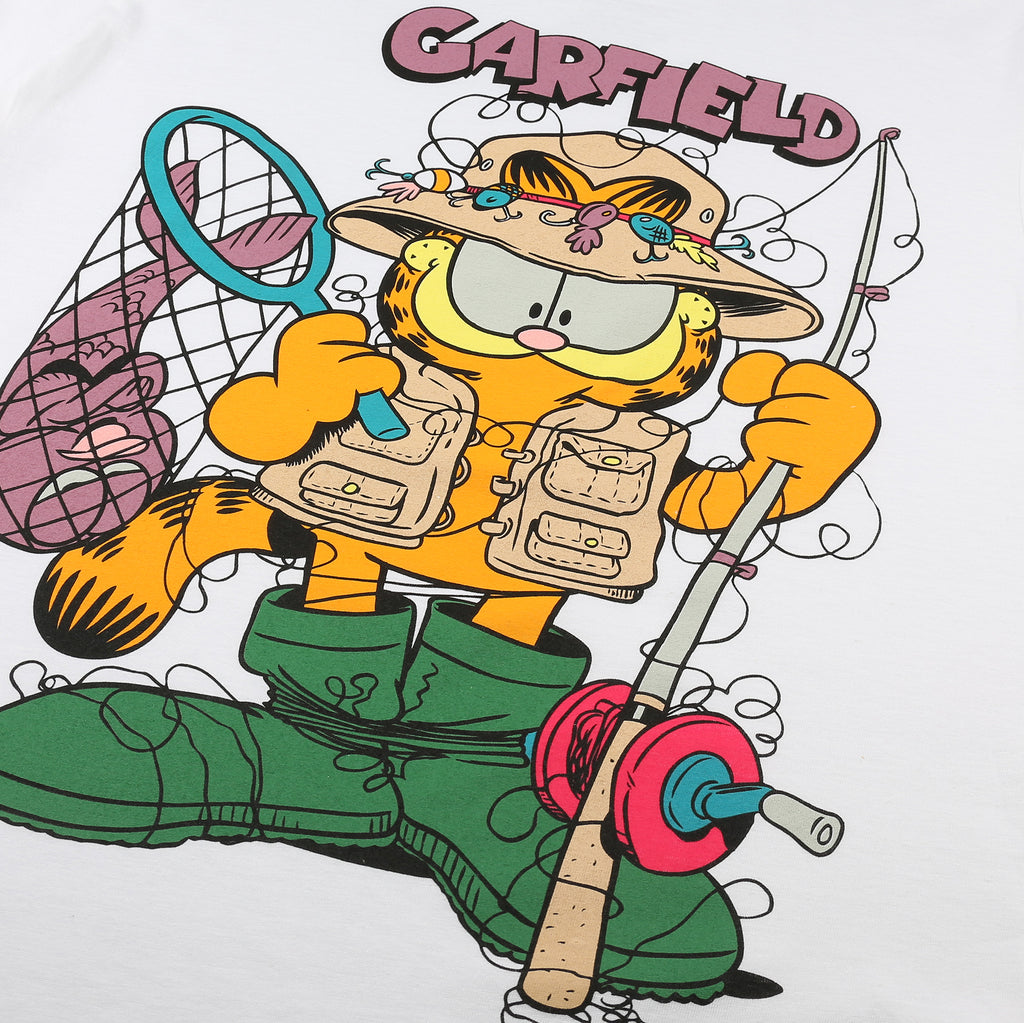 Garfield Mens - Garfield Fishing - T-shirt - White