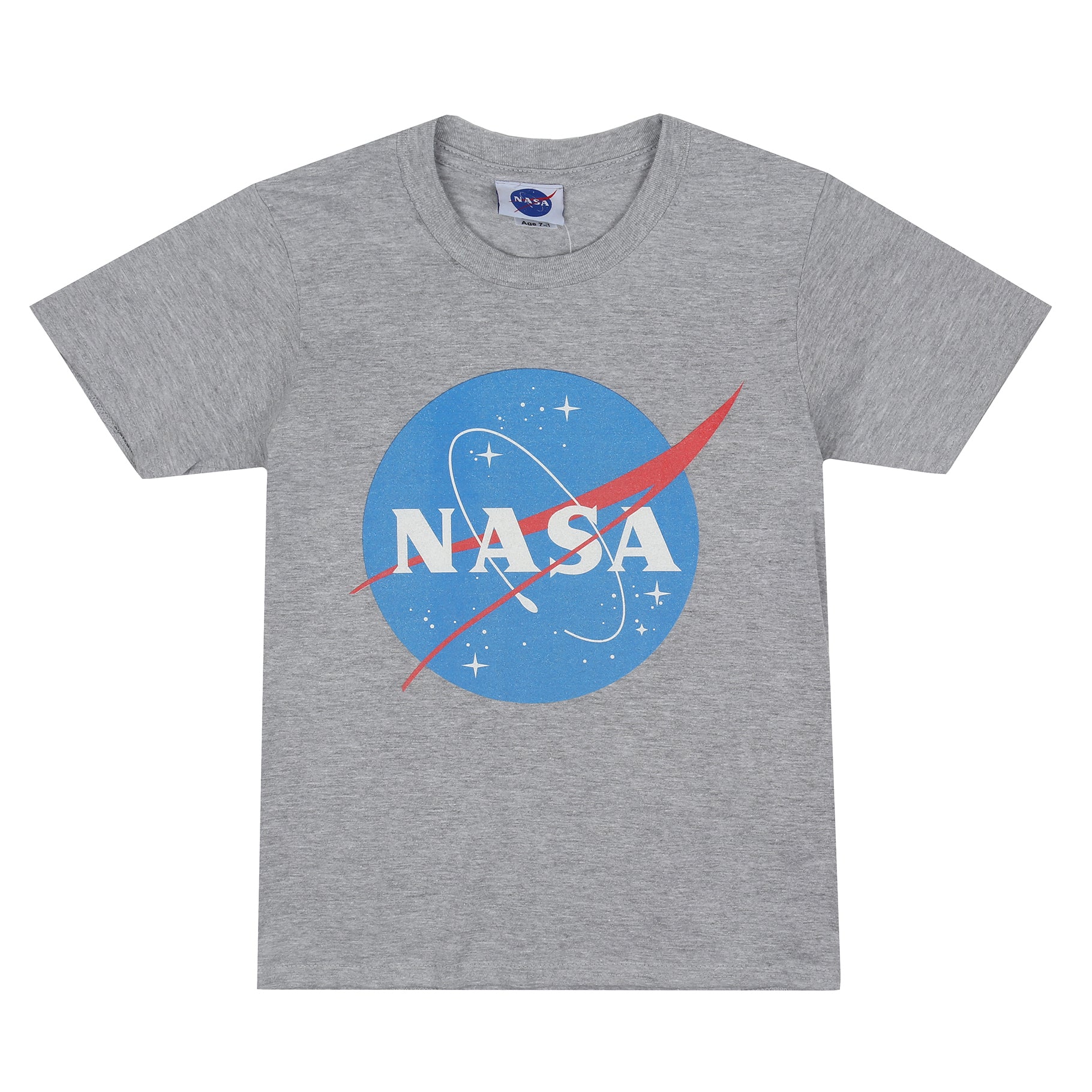 NASA Boys Original Logo T shirt Grey Marl